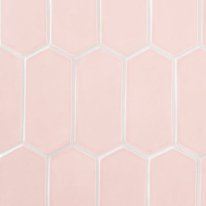 Blush Glossy Picket Ceramic Tile