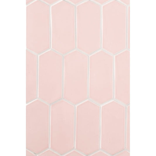 Blush Glossy Picket Ceramic Tile