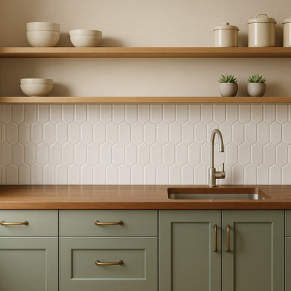Blanco Real Glossy Picket Ceramic Tile