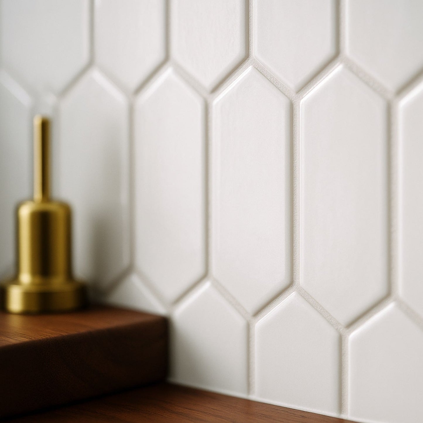 Blanco Real Glossy Picket Ceramic Tile