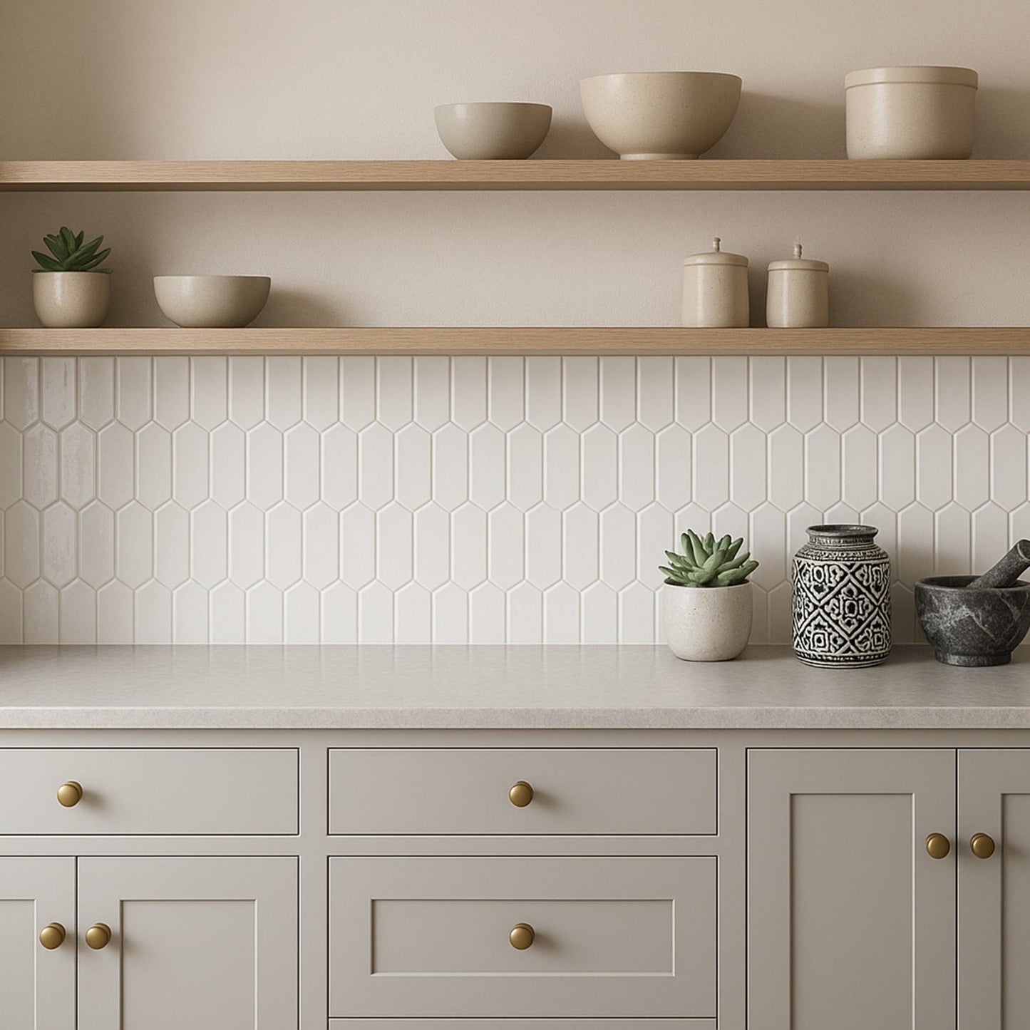 Blanco Real Glossy Picket Ceramic Tile