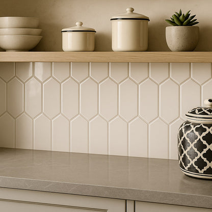 Blanco Real Glossy Picket Ceramic Tile