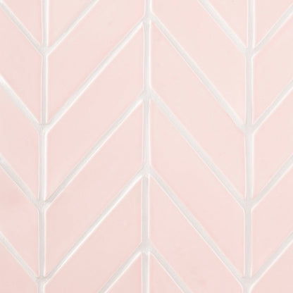 Blush Glossy Chevron Ceramic Tile