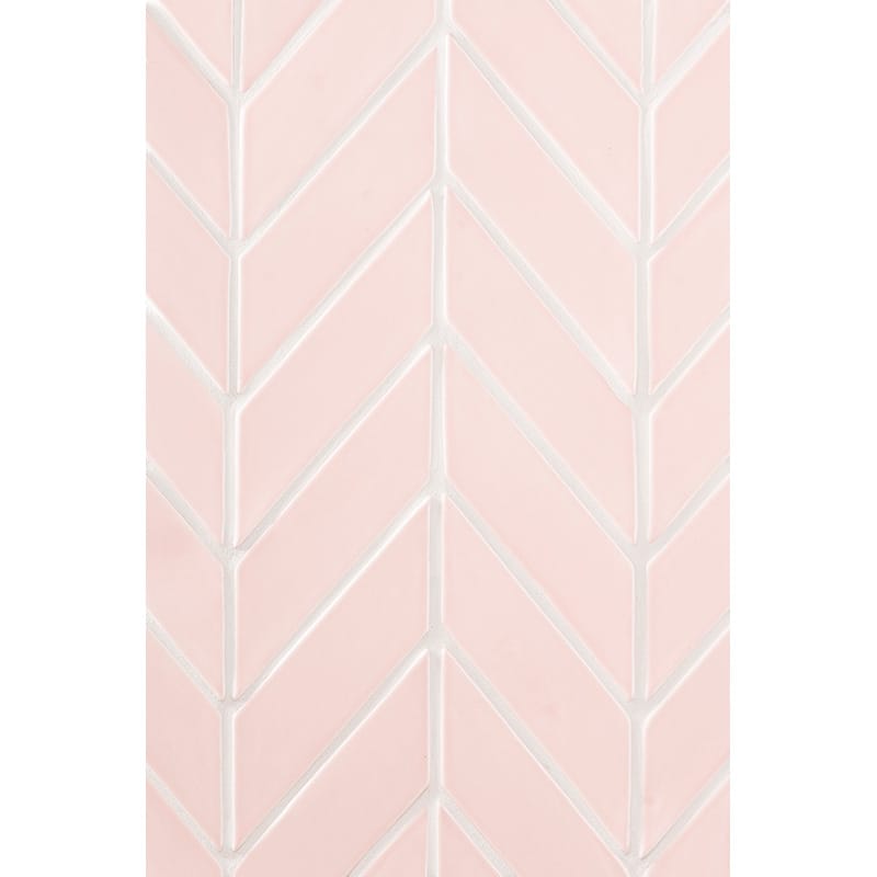 Blush Glossy Chevron Ceramic Tile