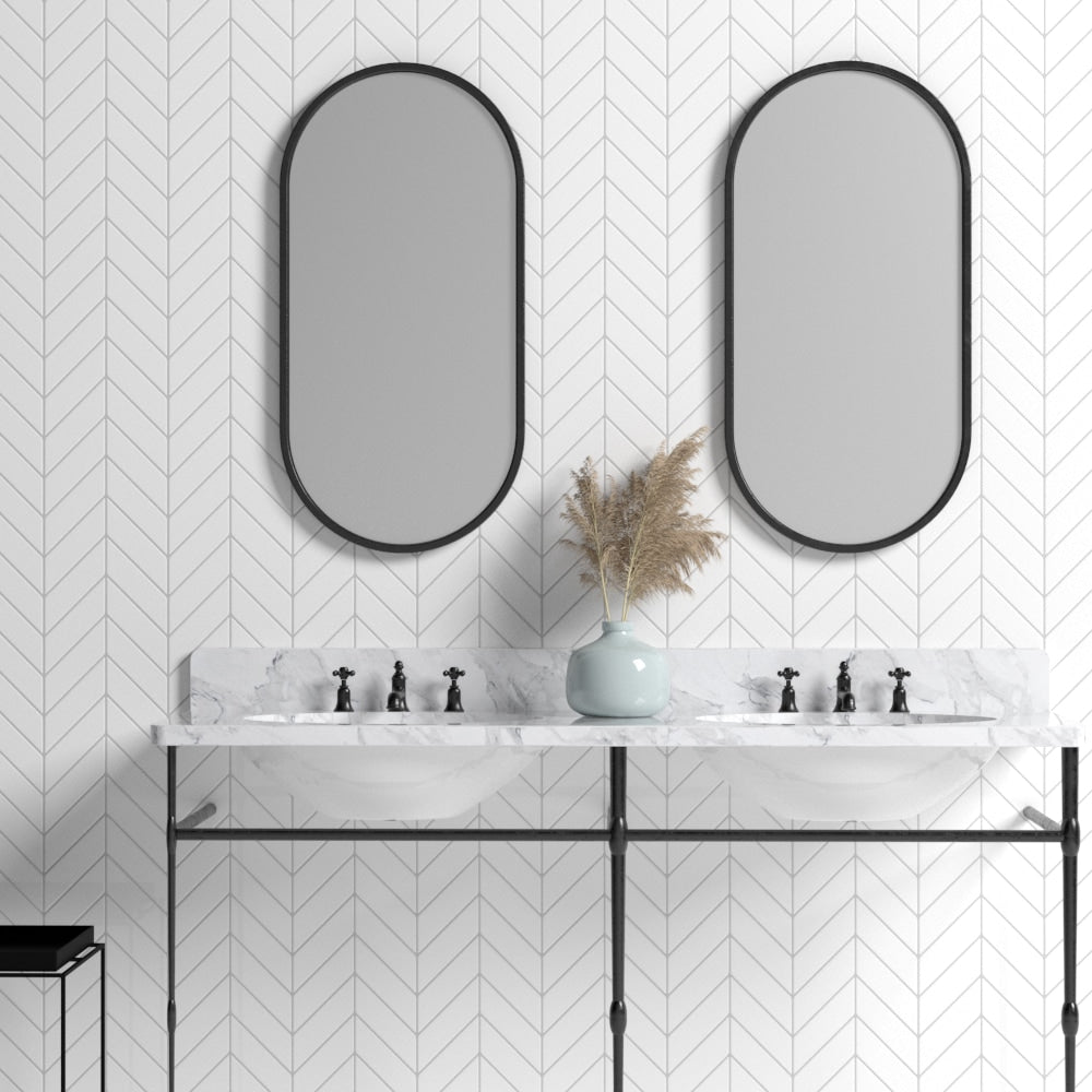 Blanco Real Glossy Chevron Ceramic Tile