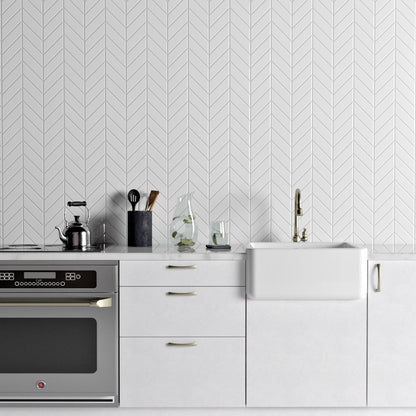 Blanco Real Glossy Chevron Ceramic Tile