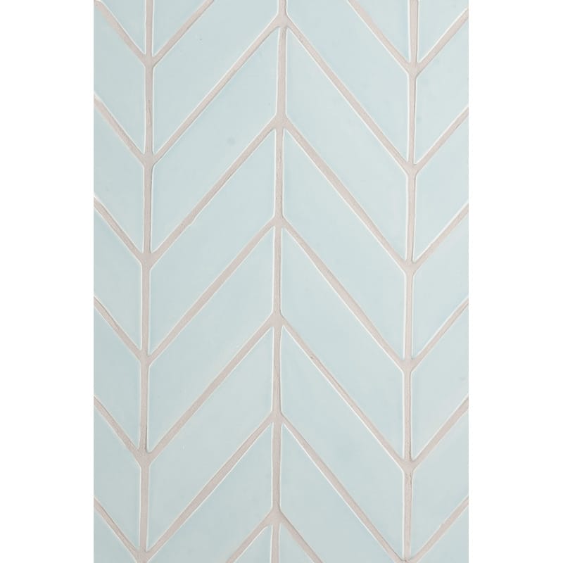 Seafoam Glossy Chevron Ceramic Tile