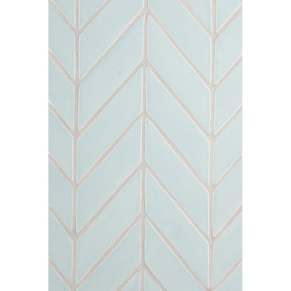 Seafoam Glossy Chevron Ceramic Tile