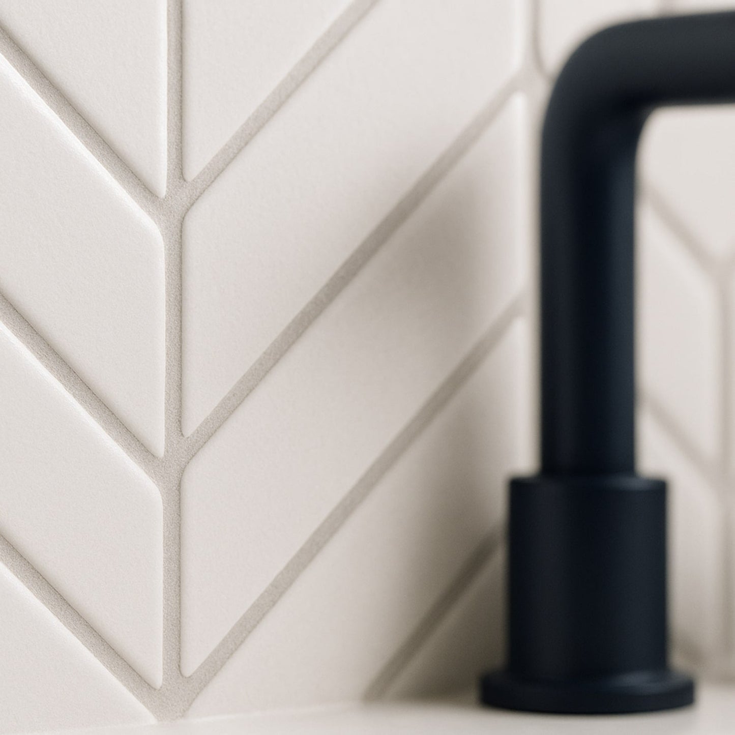 Cotton Matte Chevron Ceramic Tile