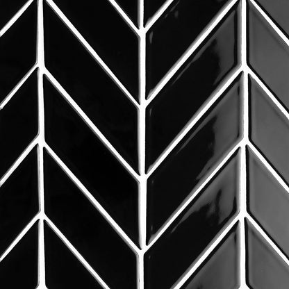 Midnight Glossy Chevron Ceramic Tile