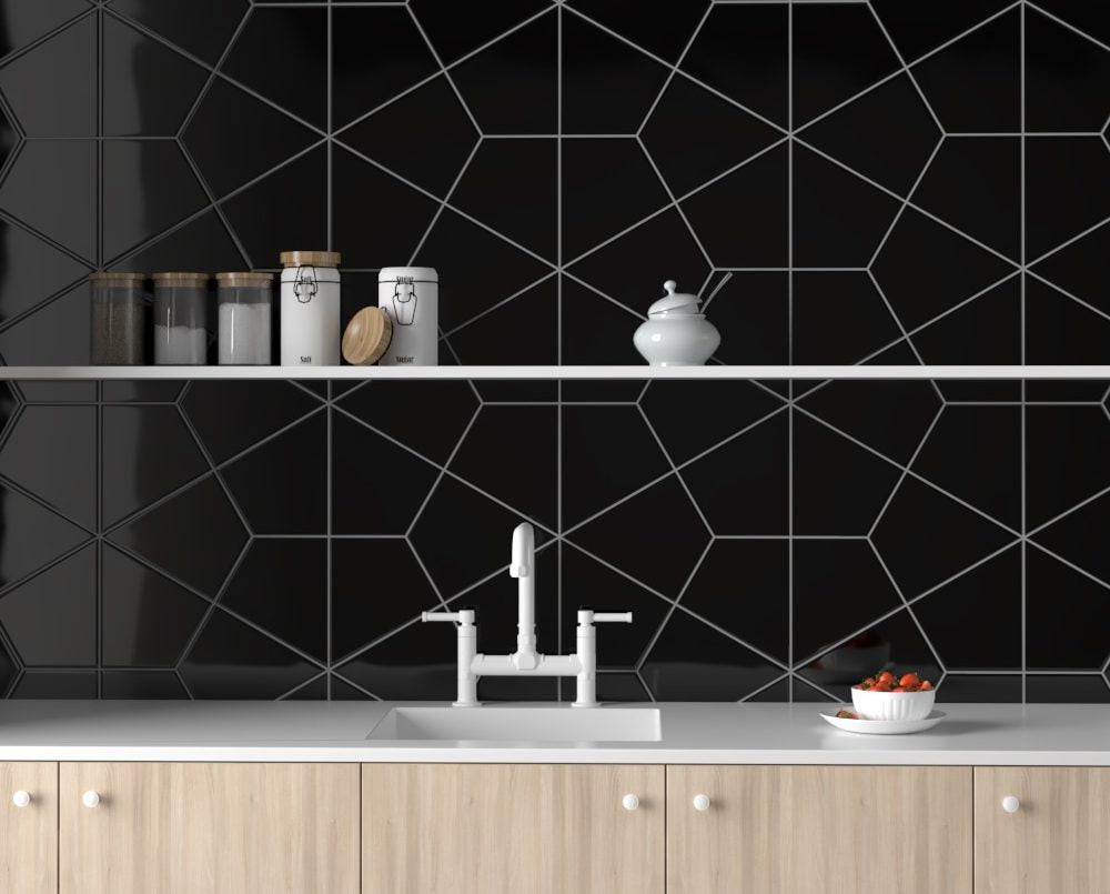 Midnight Glossy Diamante Ceramic Tile