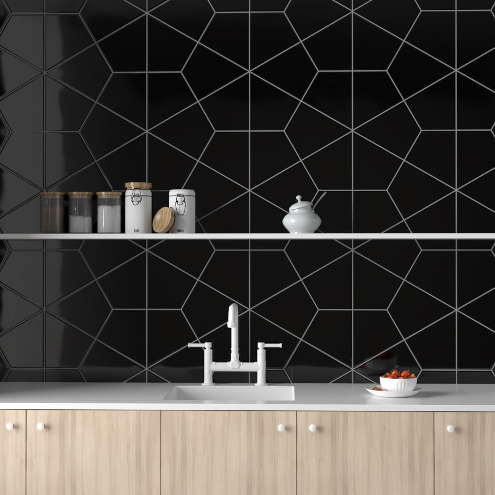 Midnight Glossy Diamante Ceramic Tile