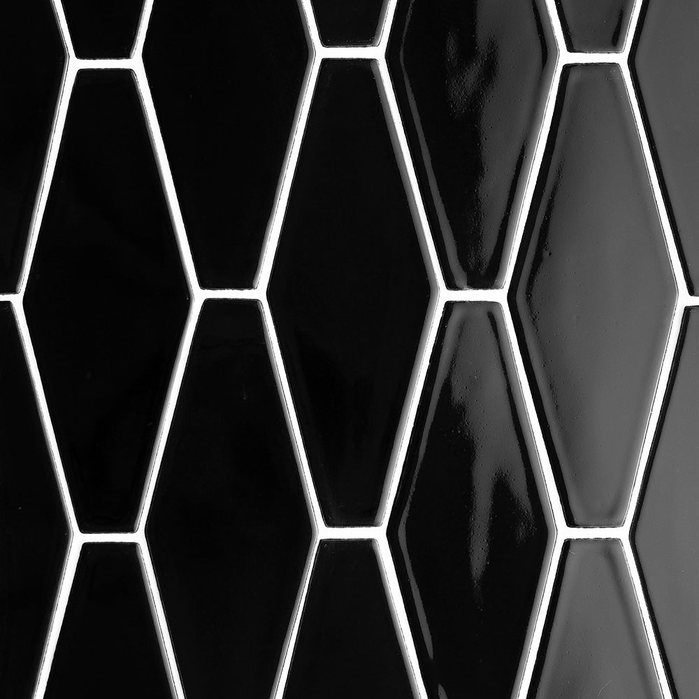 Midnight Glossy Longest Hexagon Ceramic Tile
