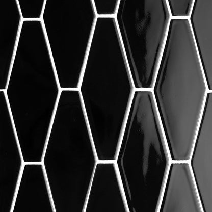 Midnight Glossy Longest Hexagon Ceramic Tile