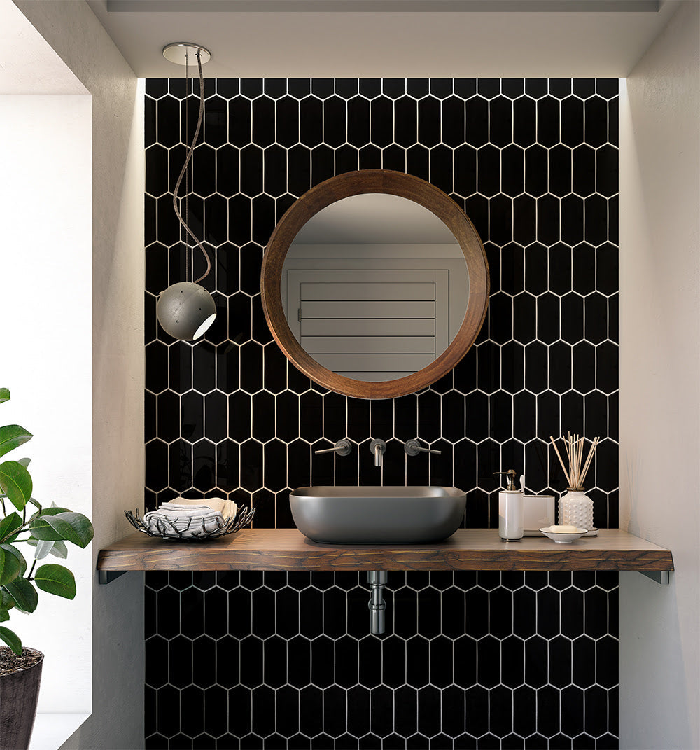 Midnight Glossy Picket Ceramic Tile