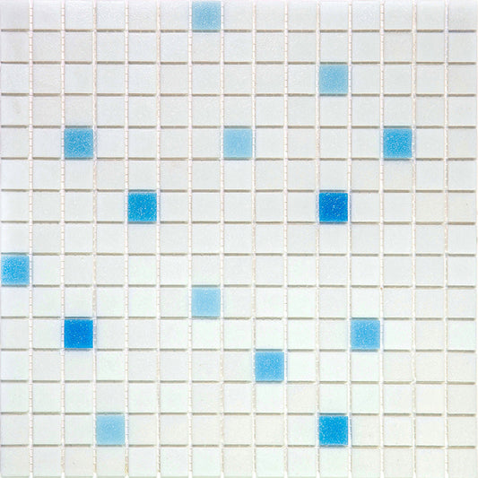 White Blue 12x12 Glossy Glass Uniform Square Mosaic Tile (20 pack, 20 sq ft/case)