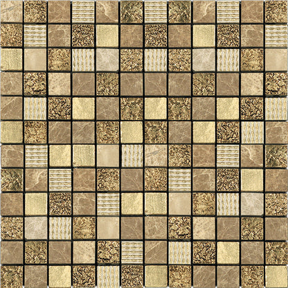 Beige 12x12 Polished Foiled Square Glass Resin Stone Mosaic Tile (10 pack, 9.51 sq ft/case)