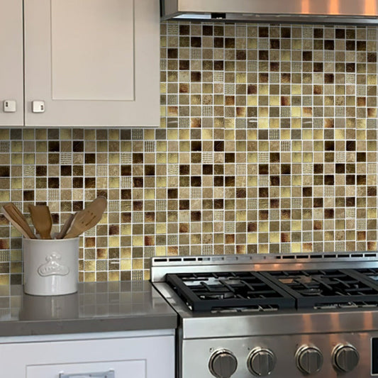 Beige 12x12 Polished Foiled Square Glass Resin Stone Mosaic Tile (10 pack, 9.51 sq ft/case)