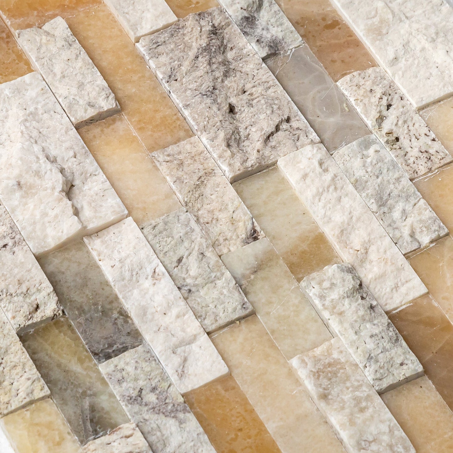 DaVinci Onyx Travertine Ledger 3D Panel 6"x24" Honed and Split-face mixed Natural Wall Tile