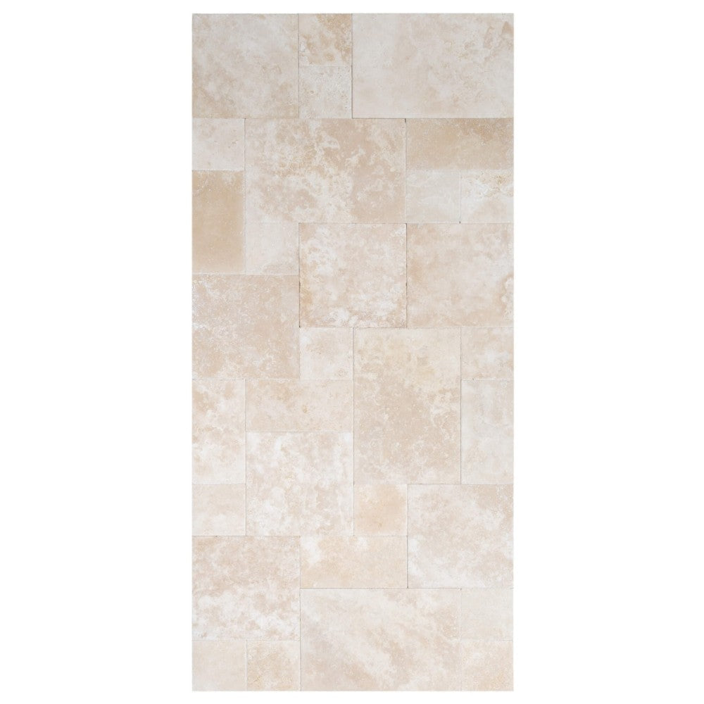 Denizli beige antique French pattern travertine tile size pattern set surface brushed chiseled SKU-10071438  product shot