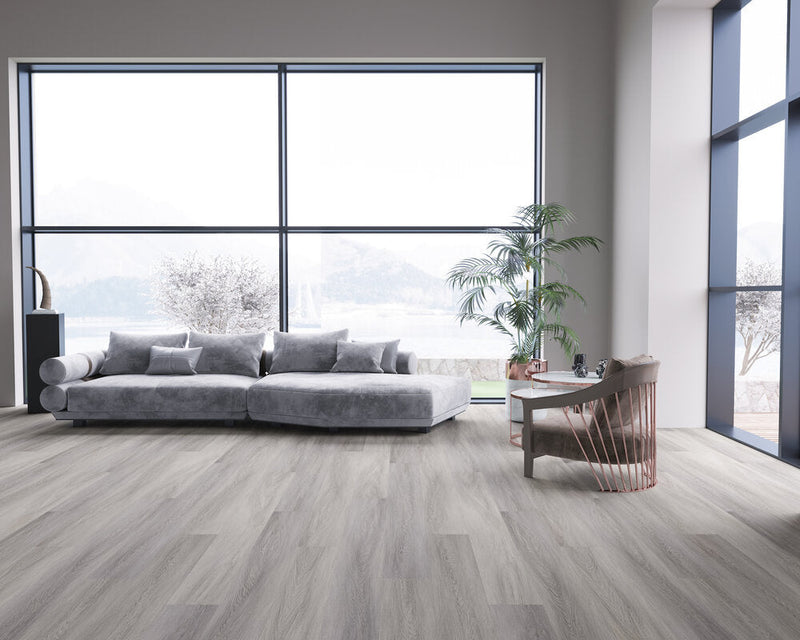 Domino WPC 7"x60" Vinyl Flooring 9.5mm - Soft Gray