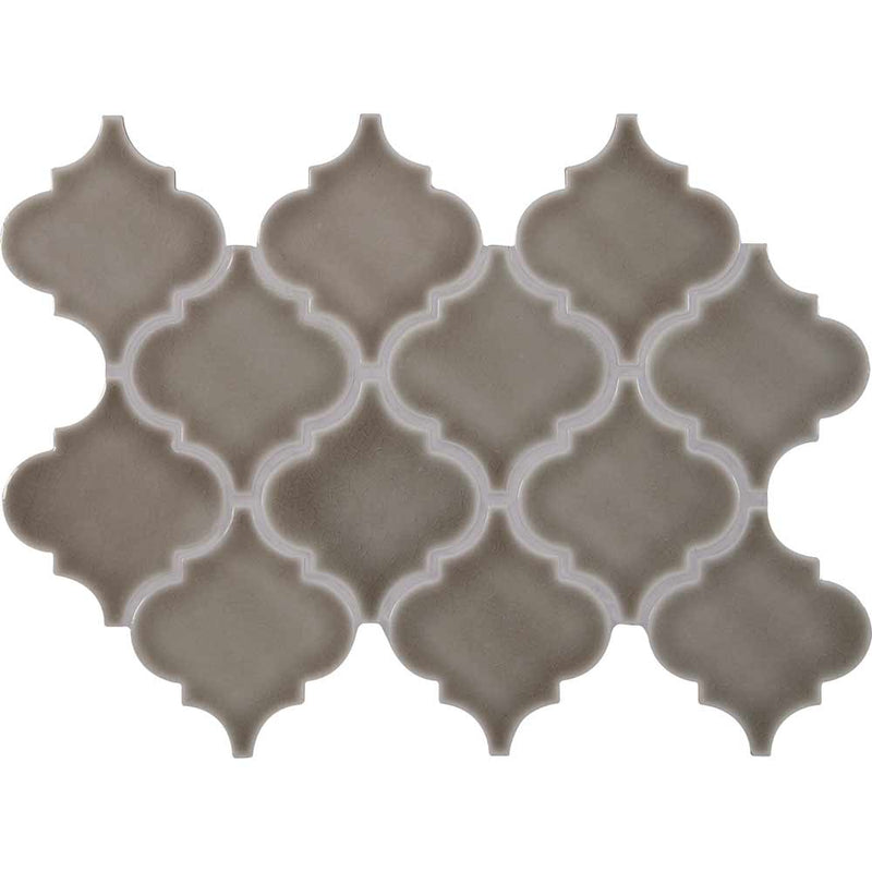 MSI Dove Grey Arabesque Polished Ceramic Mosaic Wall Tile 10.83"x15.5"
