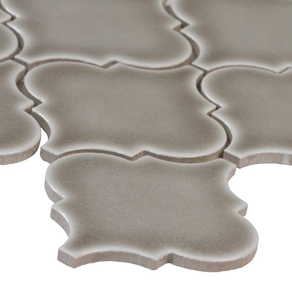 MSI Dove Grey Arabesque Polished Ceramic Mosaic Wall Tile 10.83"x15.5"