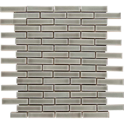 MSI Dove Grey Brick Polished Ceramic Mosaic Wall Tile 1"x3"