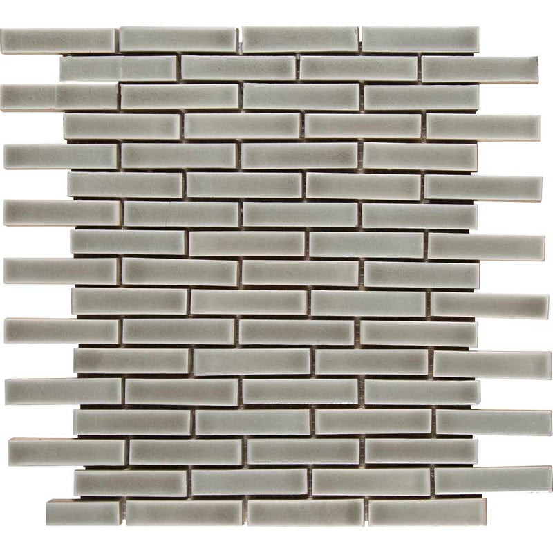 MSI Dove Grey Brick Polished Ceramic Mosaic Wall Tile 1"x3"