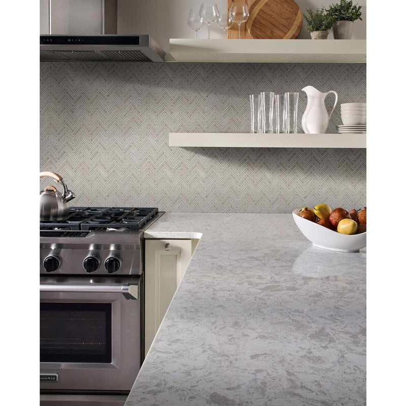 MSI Dove Grey Herringbone Ceramic Mosaic Tile 11.3"x12.56"