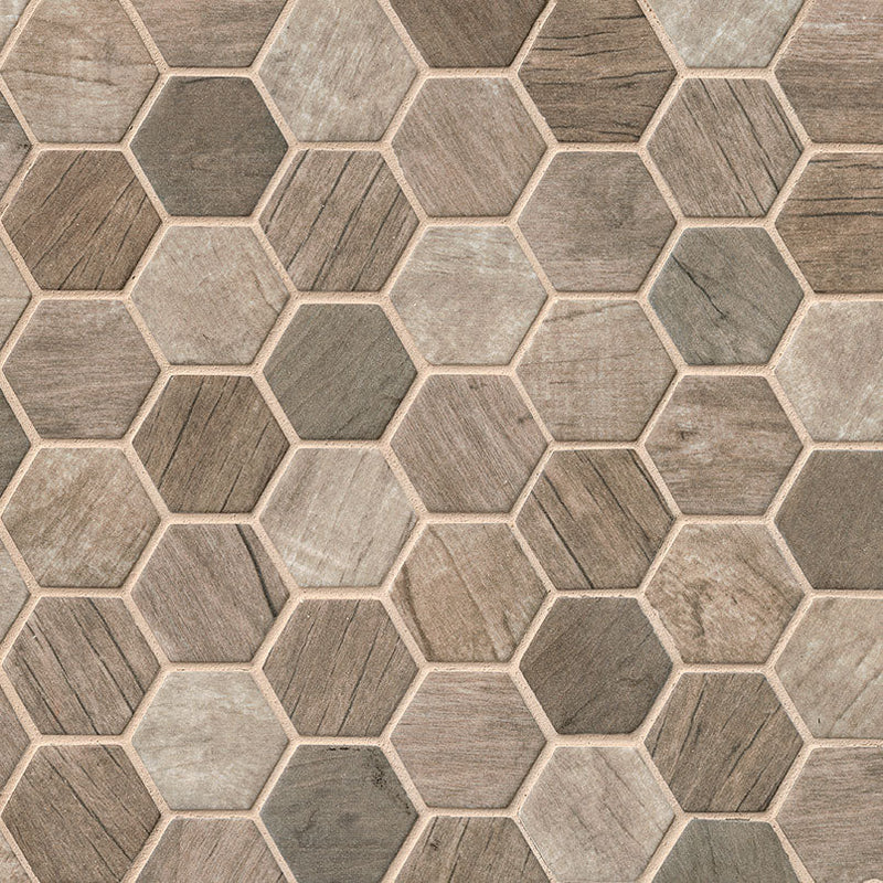 MSI Driftwood Hexagon Glass Mosaic Wall and Floor Tile 11.02"x12.76"