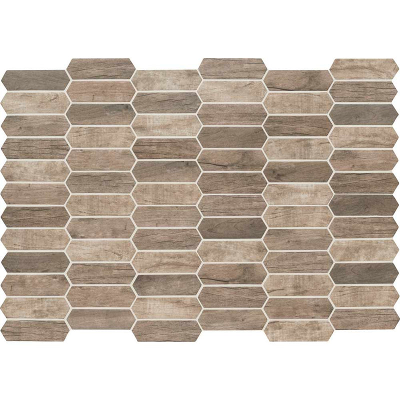 MSI Driftwood Picket Glass Mosaic Wall and Floor Tile 9.84"x14.13"