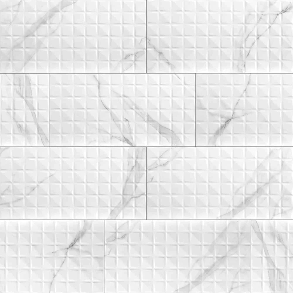 MSI Dymo Statuary Chex White Glossy Ceramic Wall Tile 12x24