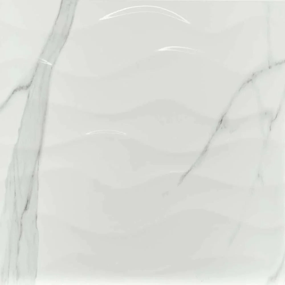 MSI Dymo Statuary Wavy White Glossy Ceramic Wall Tile 12x24