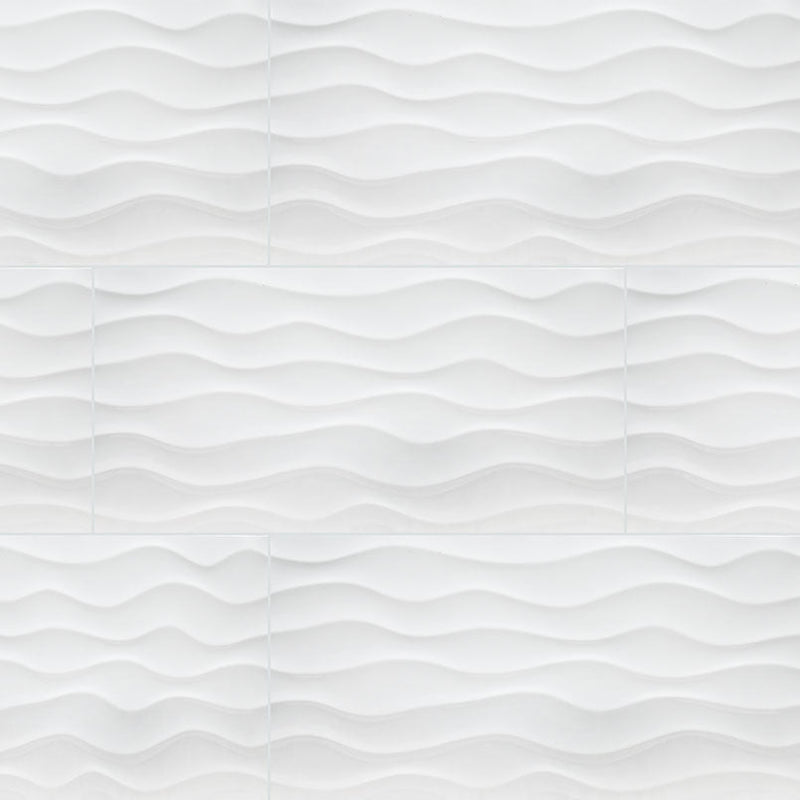 MSI Dymo Wavy White Glossy Ceramic Wall Tile 12x24