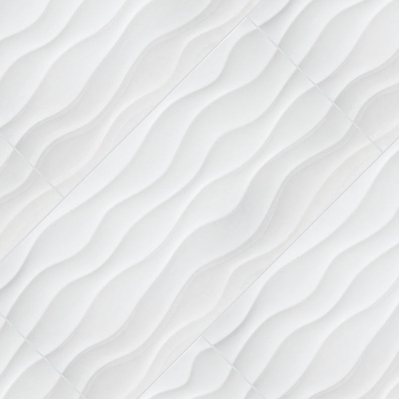 MSI Dymo Wavy White Glossy Ceramic Wall Tile 12x24