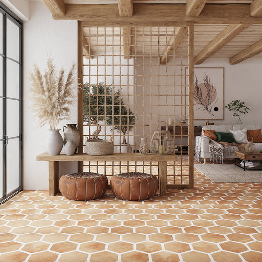 Terra Mauve White 9x10 Matte Hexagon Porcelain Tile (18 pack, 8.07 sq ft/case)