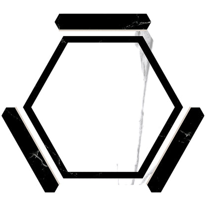 White Black 9x10 Matte Hexagon Porcelain Tile (18 pack, 8.07 sq ft/case)