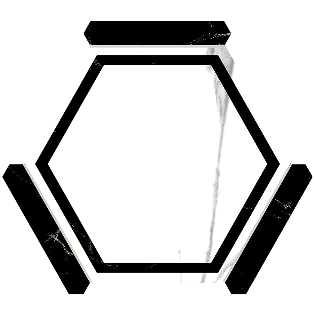 White Black 9x10 Matte Hexagon Porcelain Tile (18 pack, 8.07 sq ft/case) - Sample