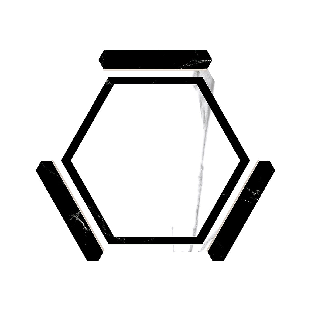 White Black 9x10 Matte Hexagon Porcelain Tile (18 pack, 8.07 sq ft/case) - Sample