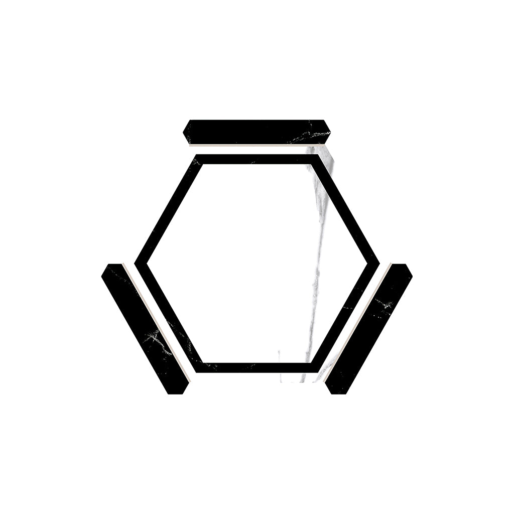White Black 9x10 Matte Hexagon Porcelain Tile (18 pack, 8.07 sq ft/case)