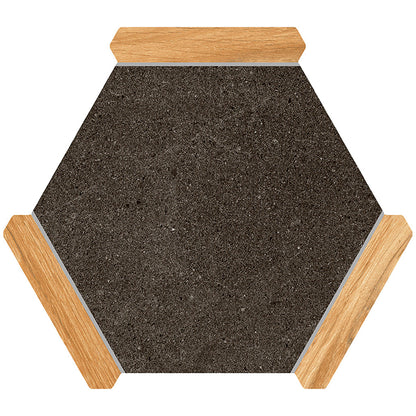 Jet Black Brown 9x10 Matte Hexagon Porcelain Tile (18 pack, 8.07 sq ft/case)