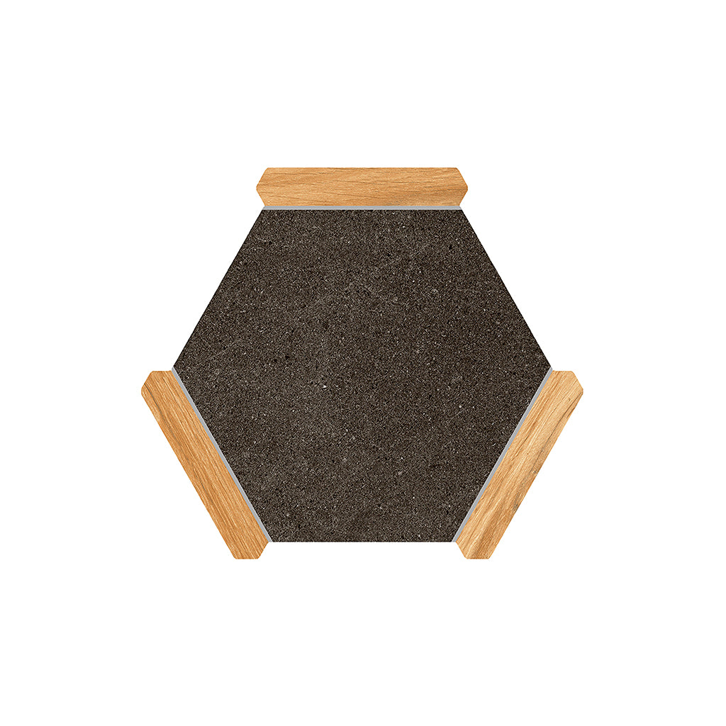 Jet Black Brown 9x10 Matte Hexagon Porcelain Tile (18 pack, 8.07 sq ft/case)