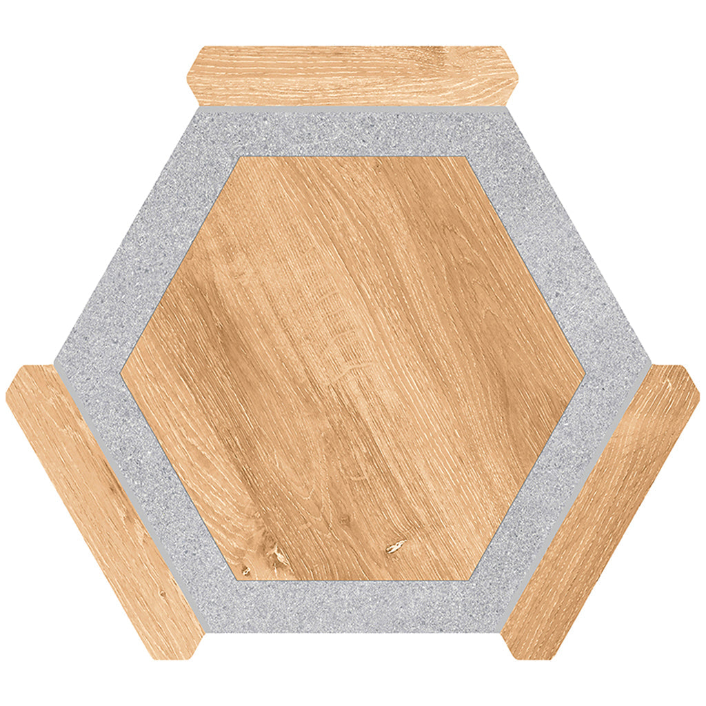 Oak wash Gray 9x10 Matte Hexagon Porcelain Tile (18 pack, 8.07 sq ft/case) - Sample