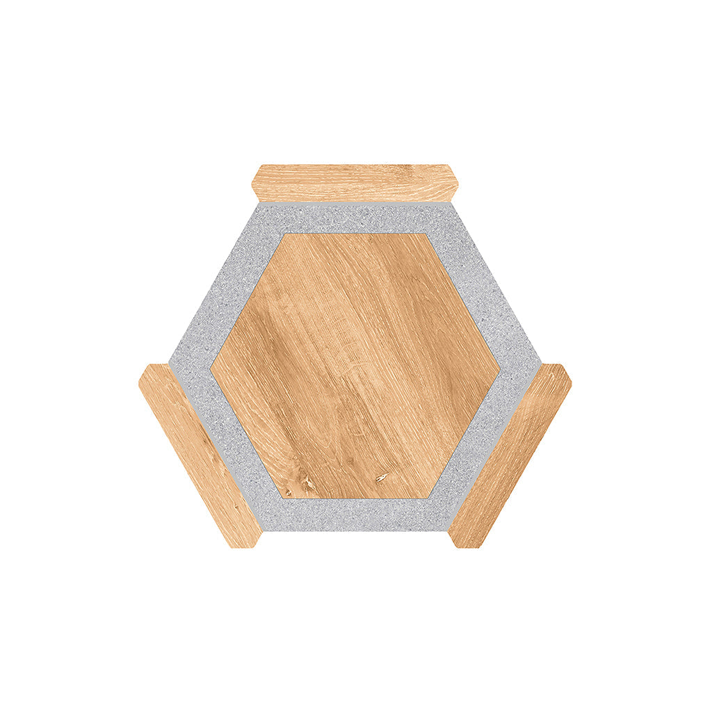 Oak wash Gray 9x10 Matte Hexagon Porcelain Tile (18 pack, 8.07 sq ft/case)
