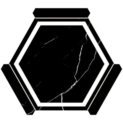 Black White 9x10 Matte Hexagon Porcelain Tile (18 pack, 8.07 sq ft/case)