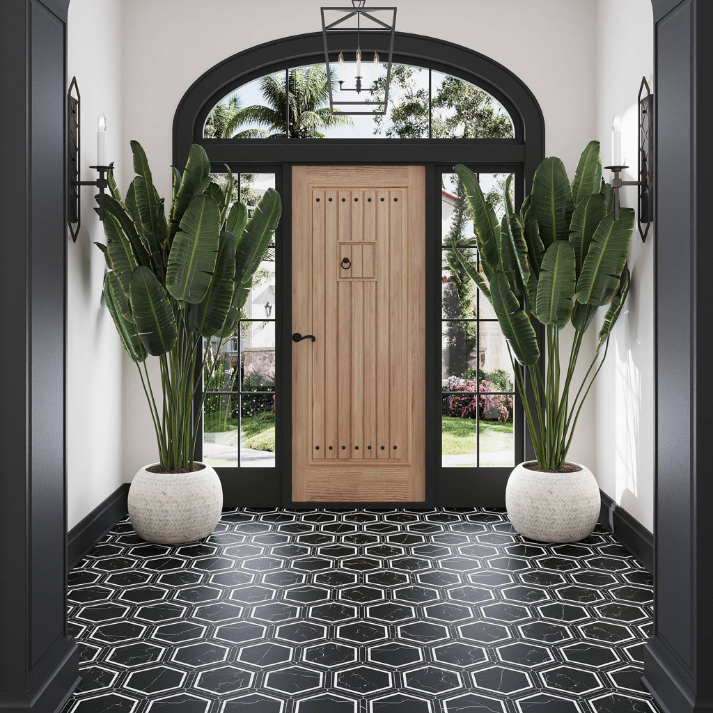 Black White 9x10 Matte Hexagon Porcelain Tile (18 pack, 8.07 sq ft/case)