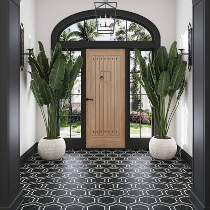 Black White 9x10 Matte Hexagon Porcelain Tile (18 pack, 8.07 sq ft/case)