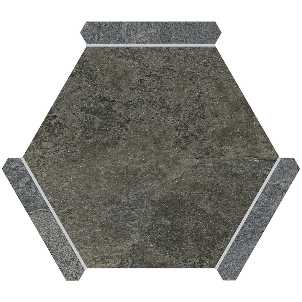 Burnt Umber Brown Gray 9x10 Matte Hexagon Porcelain Tile (18 pack, 8.07 sq ft/case) - Sample