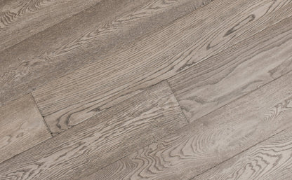 Elysian Wirebrushed Engineered Hardwood 7.5x0.5 inch Ethereal Gray TRPEH-EEOEG product angle shot